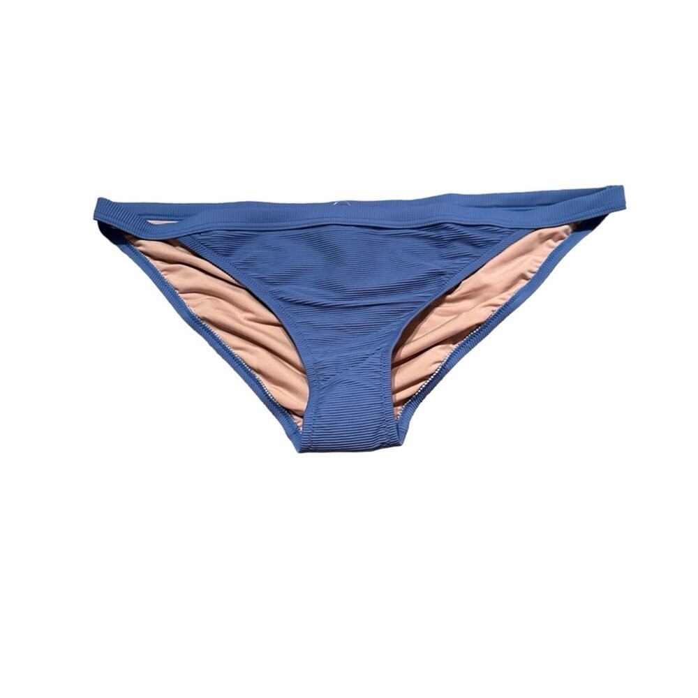 J. Crew‎ Blue Ribbed Trim Hipster Full coverage Swim Bikini Bottom Sz XL NEW